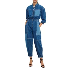 Outlet โญ Ba&sh Quincy Two-Tone Denim Jumpsuit Indigo โญ