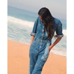 Outlet ⭐ Ba&sh Quincy Two-Tone Denim Jumpsuit Indigo ⭐ -ba&sh Sales Store unnamed file 954