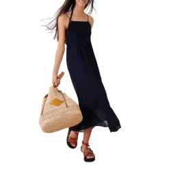 Hot Sale 🎁 Ba&sh Michele Open Back Midi 👗 Dress Night Blue 🌟