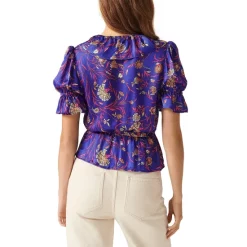 New 🥰 Ba&sh Chella Printed Faux Wrap Top Blue ✔️ -ba&sh Sales Store unnamed file 965