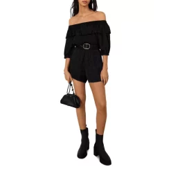 Promo ✔️ Ba&sh Doria Off-the-Shoulder Romper Black 👍 -ba&sh Sales Store unnamed file 987