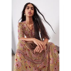 Hot Sale 🧨 Ba&sh Vally Slit Back Maxi 👗 Dress Ochre ✨ -ba&sh Sales Store unnamed file 991